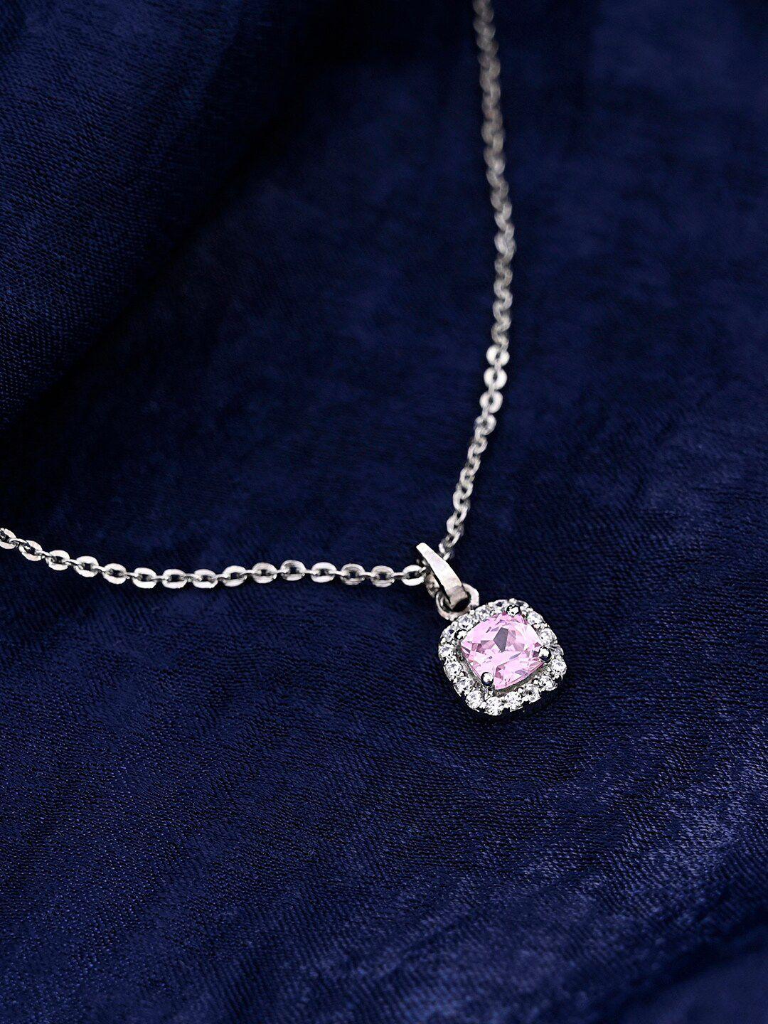 mikoto by fablestreet 925 sterling silver rhodium-plated pink zircon handcrafted chain