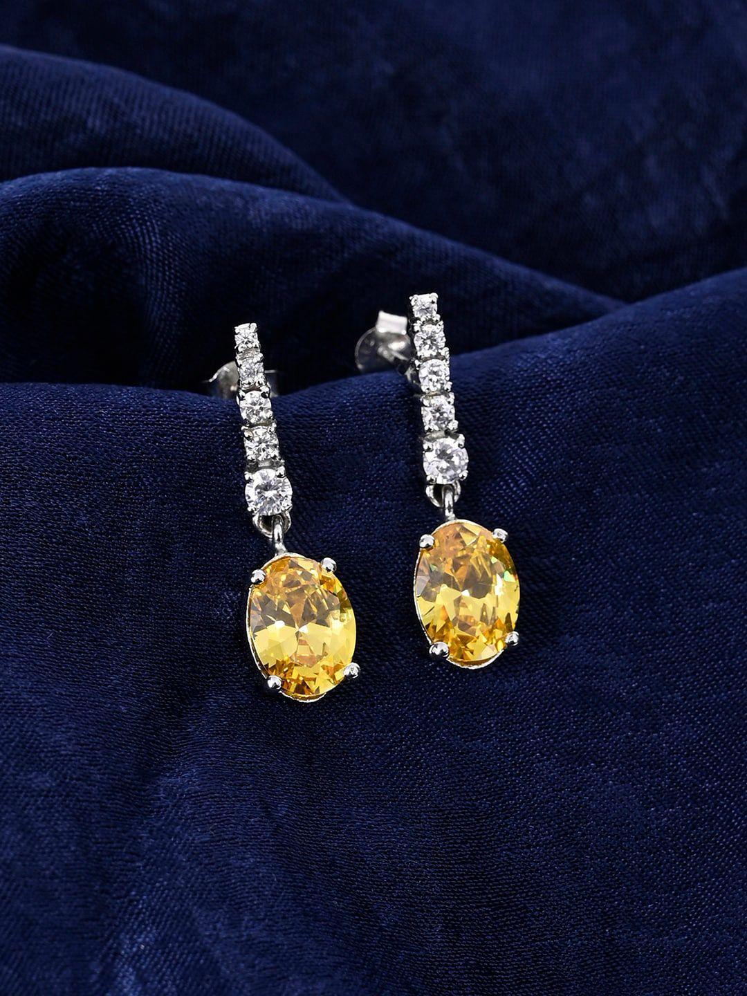 mikoto by fablestreet 925 sterling silver rhodium-plated yellow zircon handcrafted earrings