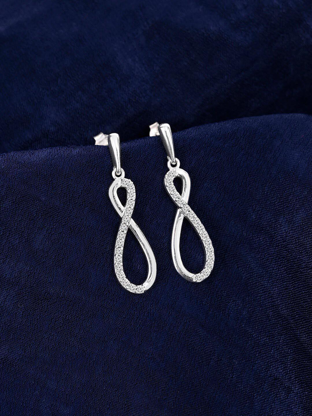 mikoto by fablestreet 925 sterling silver rhodium-plated zircon infinity drop earrings