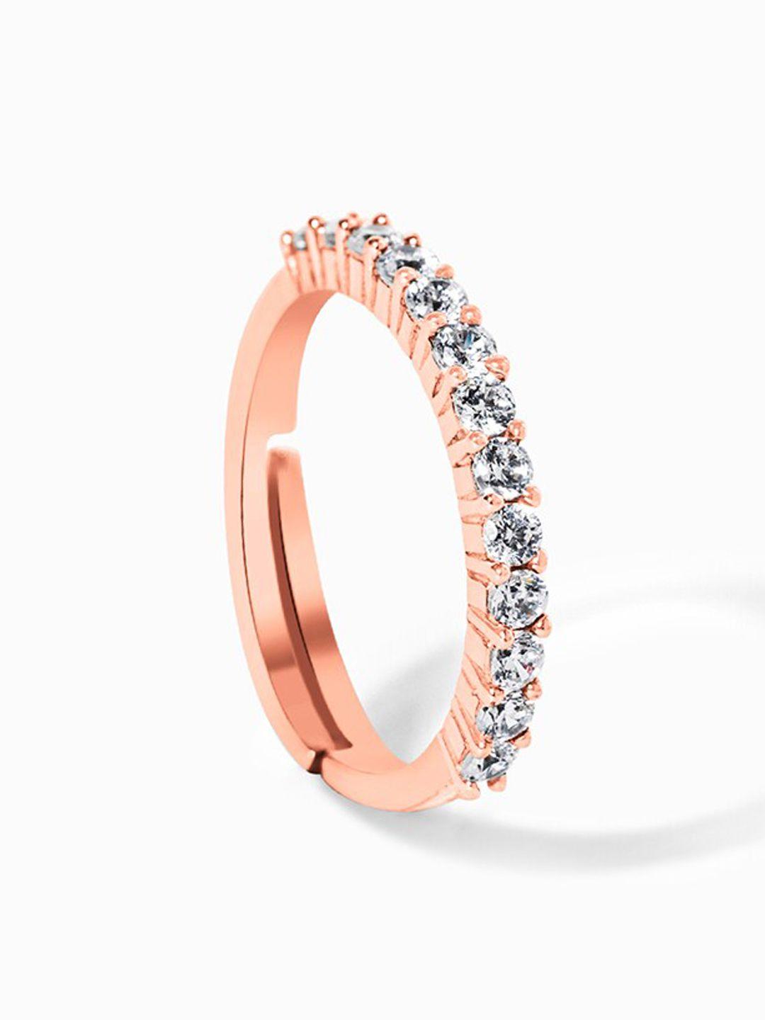 mikoto by fablestreet 925 sterling silver rose gold-toned half eternity ring