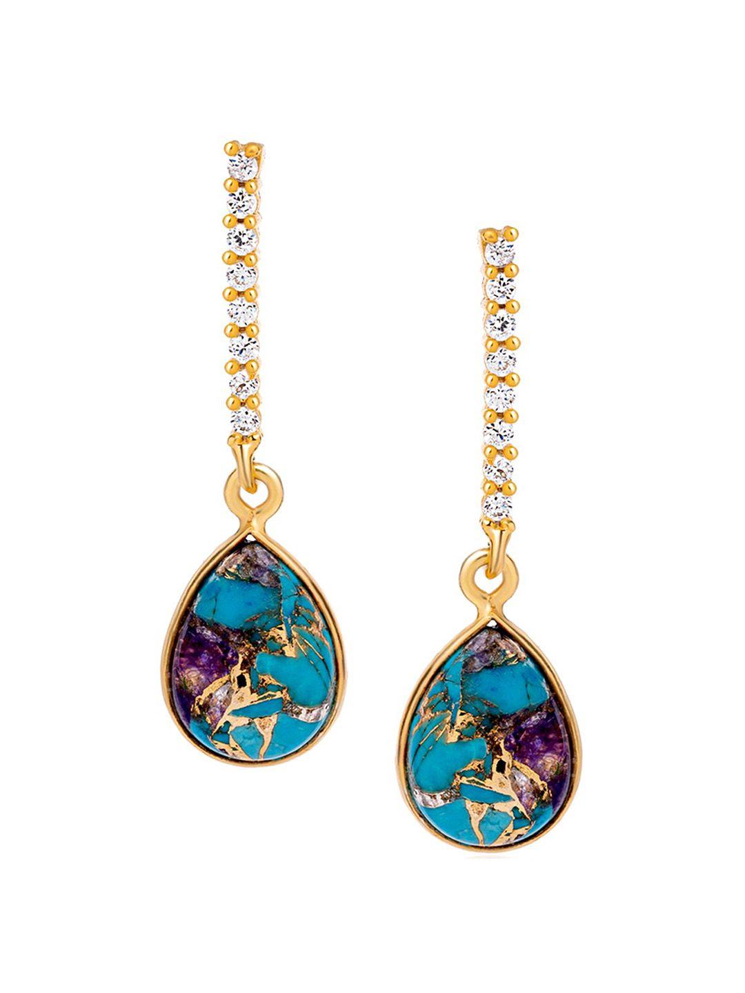 mikoto by fablestreet gold-plated teardrop turquoise drop earrings