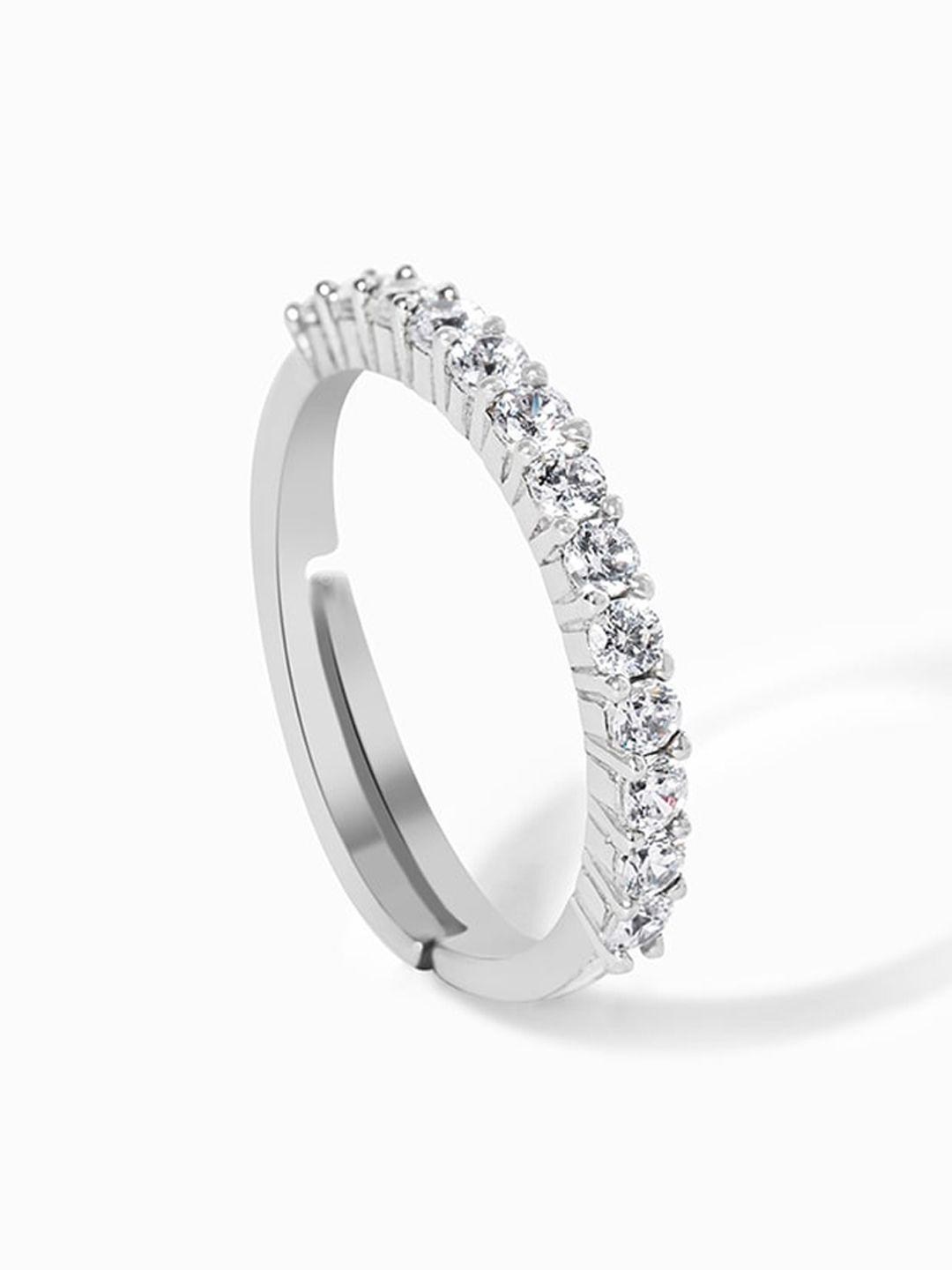 mikoto by fablestreet rhodium-plated 925 sterling silver half eternity ring