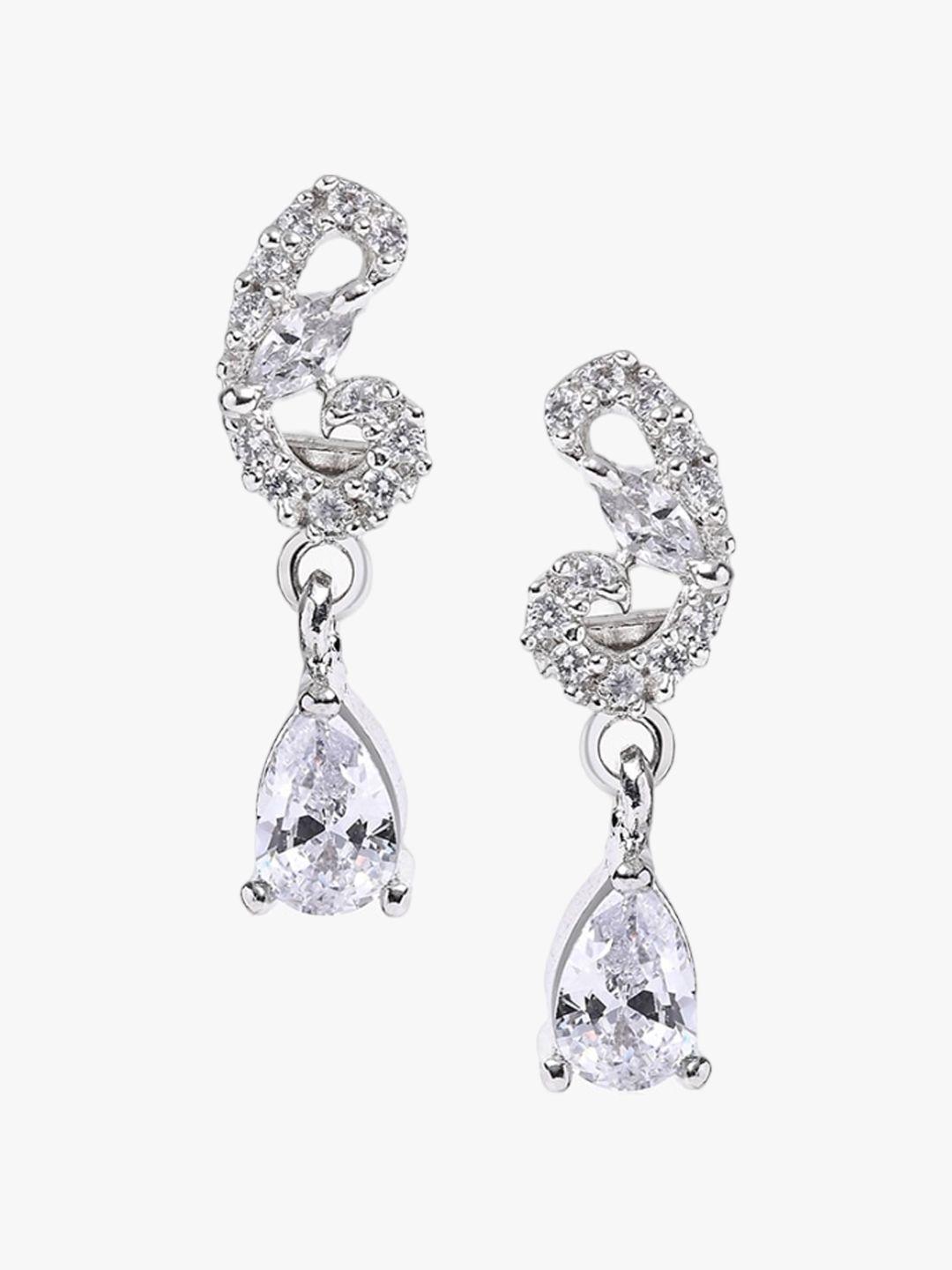mikoto by fablestreet rhodium plated zircon contemporary drop earrings