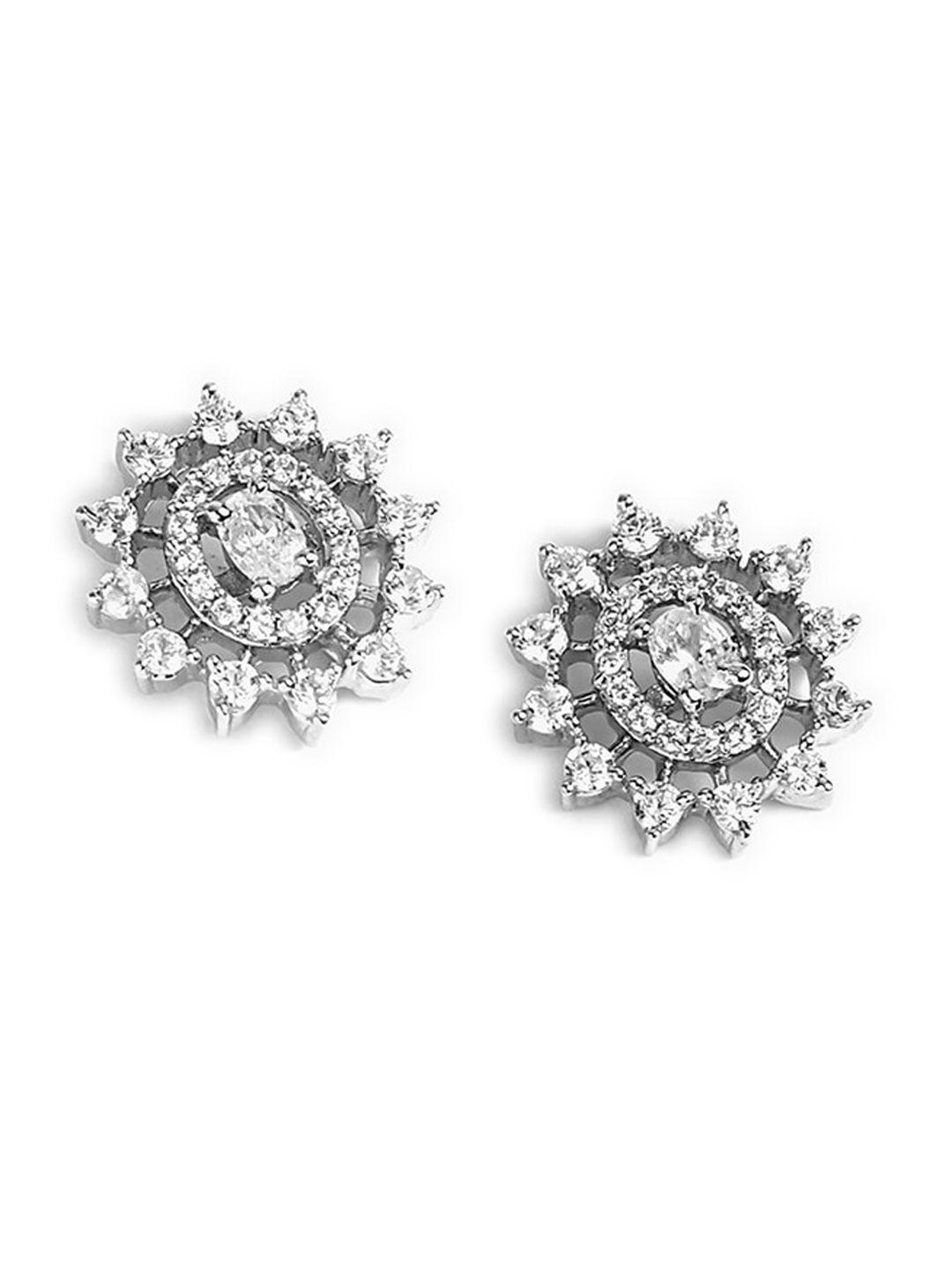 mikoto by fablestreet silver-plated zircon circular studs earrings