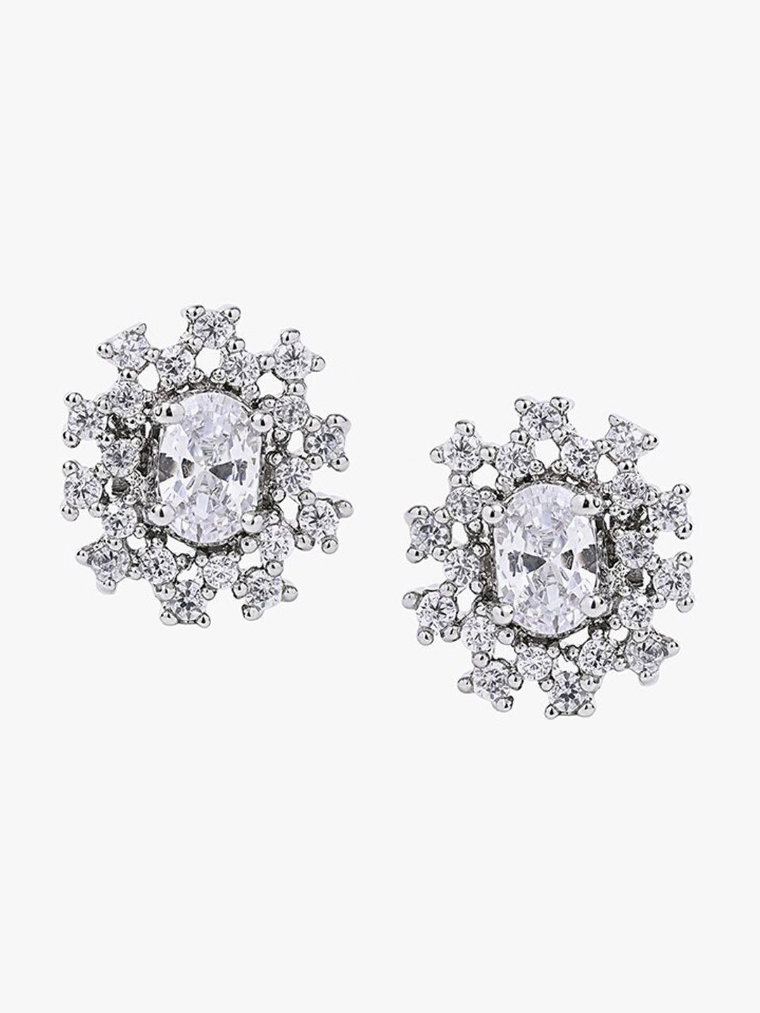 mikoto by fablestreet silver-toned contemporary studs earrings