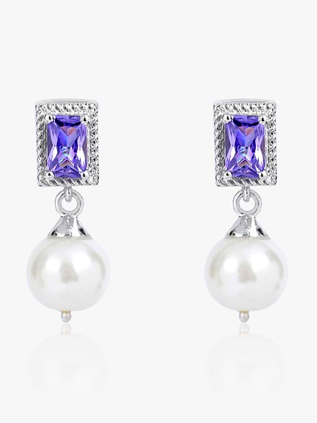 mikoto by fablestreet silver-toned geometric drop earrings
