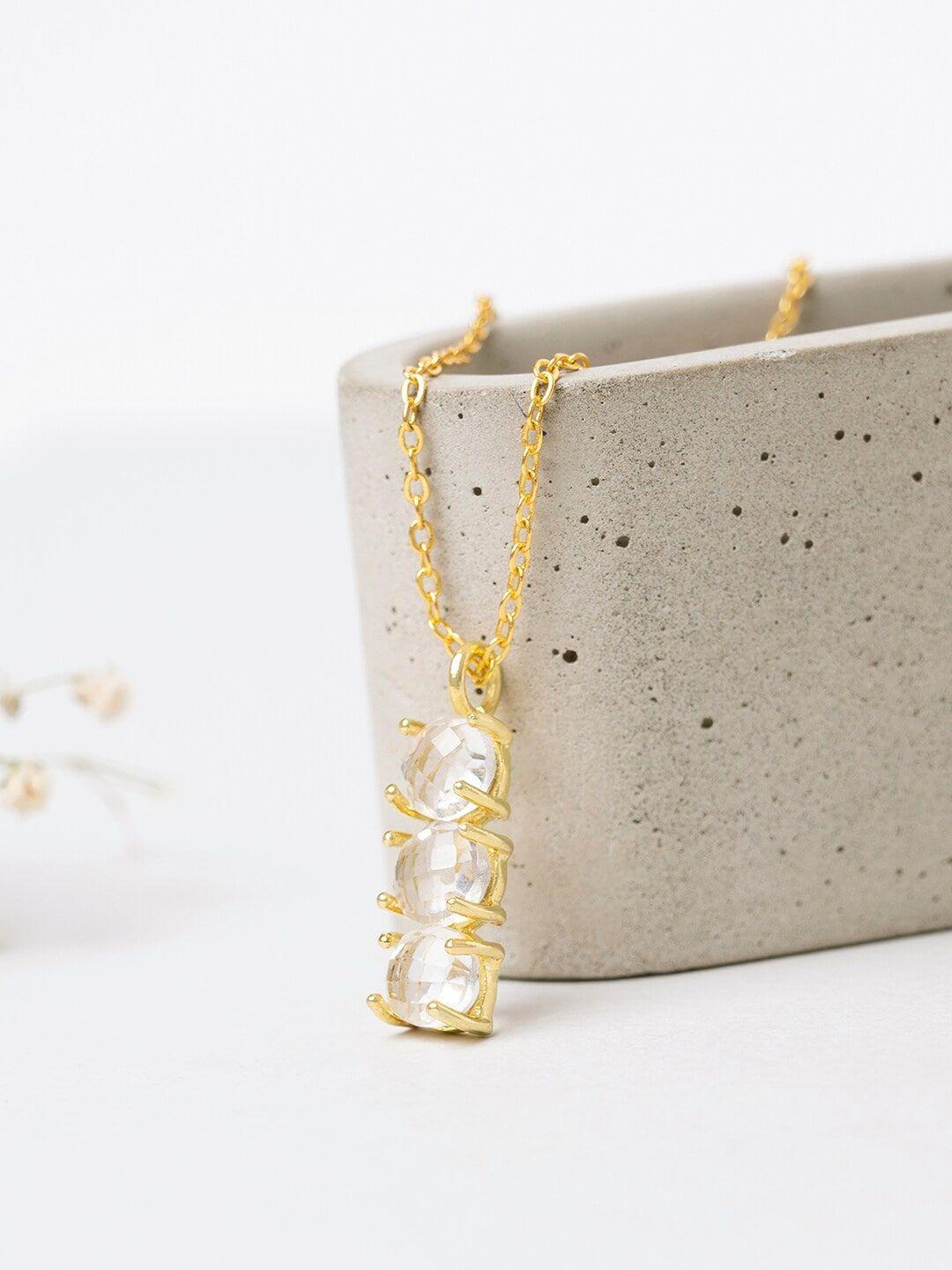 mikoto by fablestreet transparent gold-plated april birthstone crystal necklace