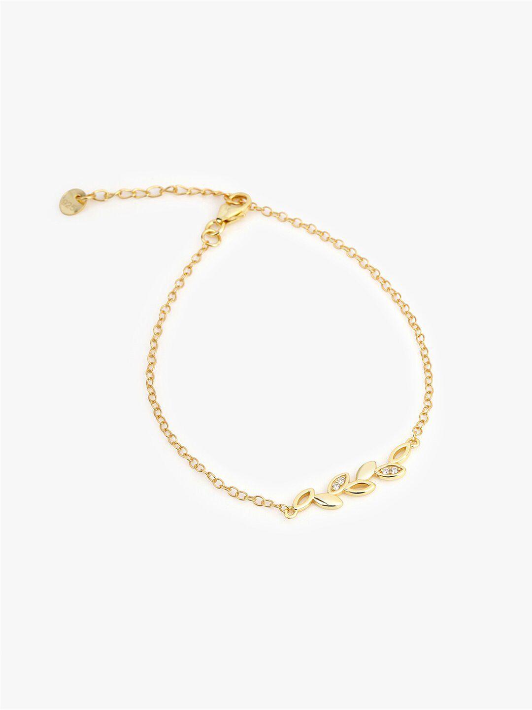 mikoto by fablestreet women 18 k gold-plated sterling silver cubic zirconia charm bracelet