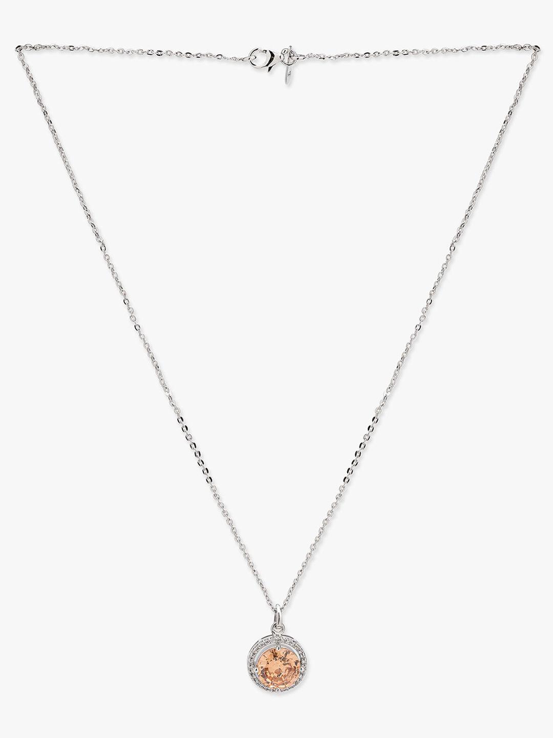 mikoto by fablestreet women peach & white silver-plated cubic zirconia chain
