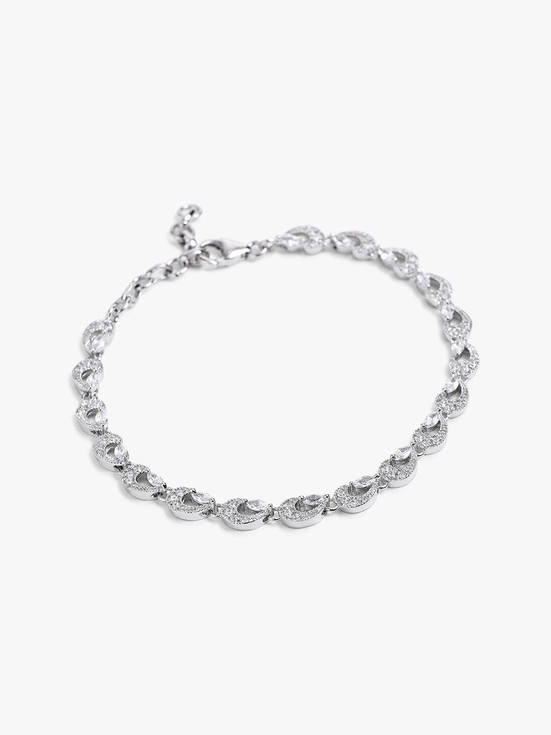 mikoto by fablestreet women sterling silver cubic zirconia rhodium-plated link bracelet