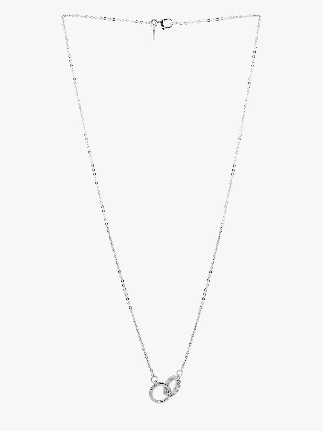 mikoto by fablestreet women white & silver-plated cubic zirconia chain