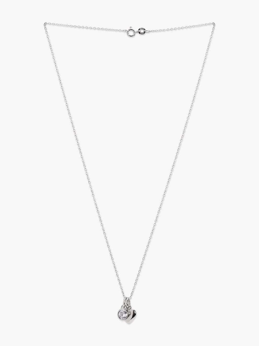 mikoto by fablestreet women white & silver-toned rhodium-plated cubic zirconia chain