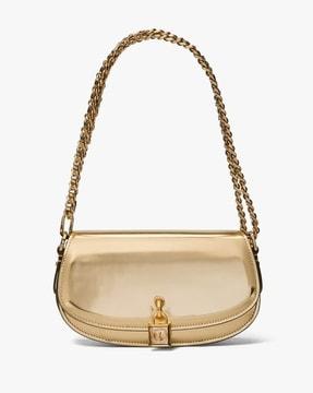 mila small metallic leather shoulder bag