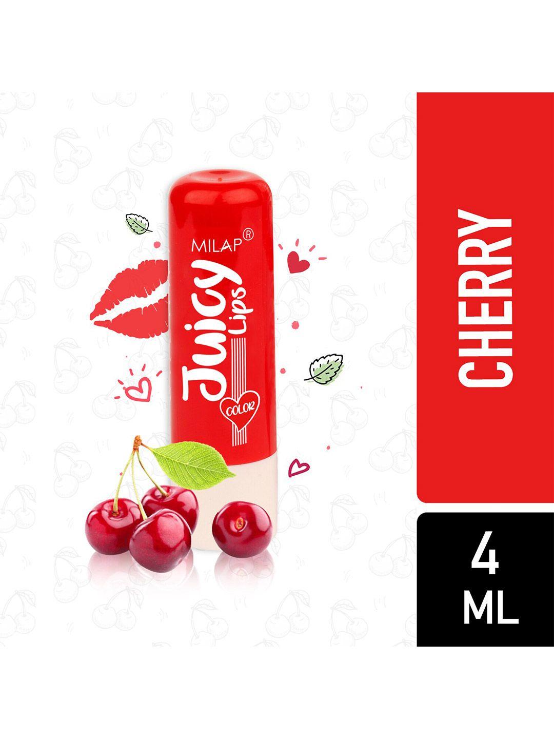 milap juicy 12 hour moisture & shine spf15 lip balm with vitamin e 4ml - cherry