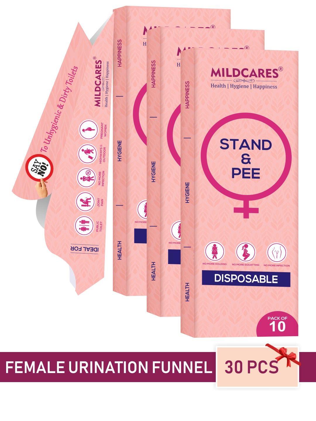 mildcares set of 3 women portable & leak-proof disposable female urination device - 30 pcs