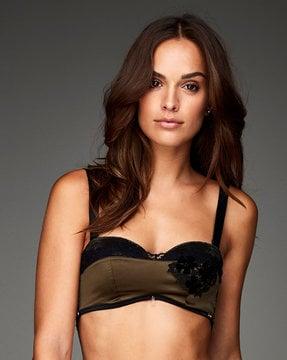 miley padded balconette bra with applique