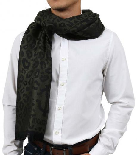military green leopard print scarf