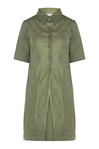 military green straight fit tunic dress