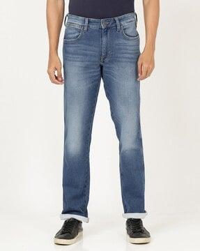 millard mid-wash straight fit jeans