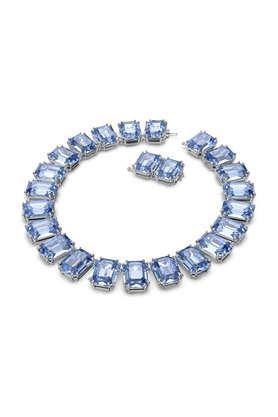 millenia necklace oversized crystals octagon cut blue rhodium plated