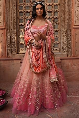 millenial pink ombre embroidered lehenga set