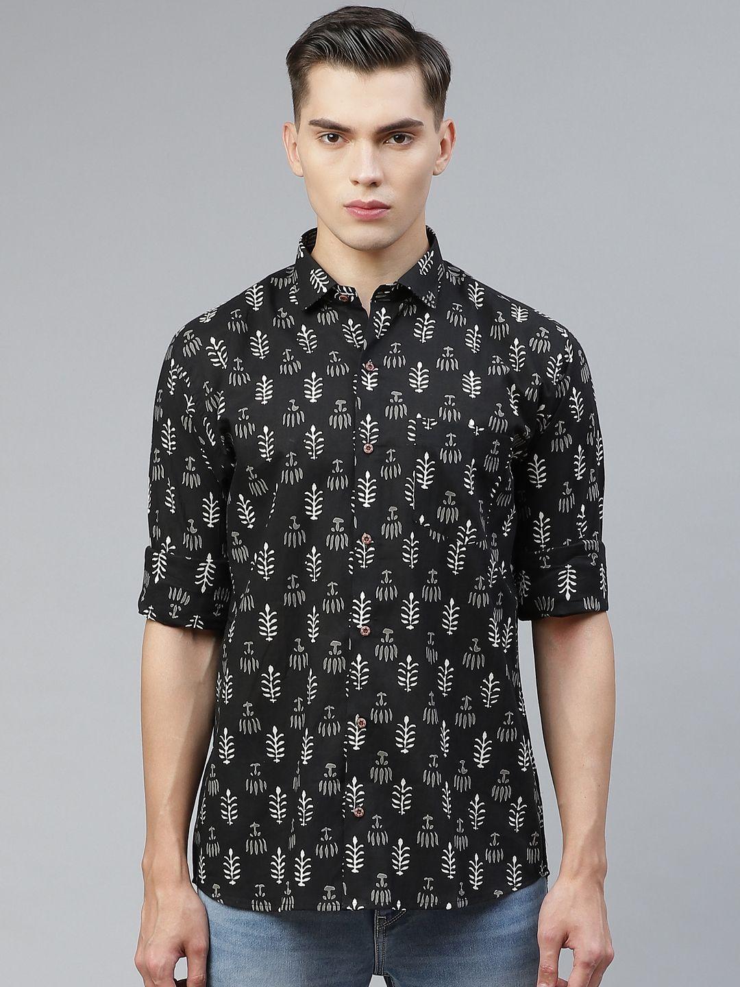 millennial men black comfort opaque printed casual shirt