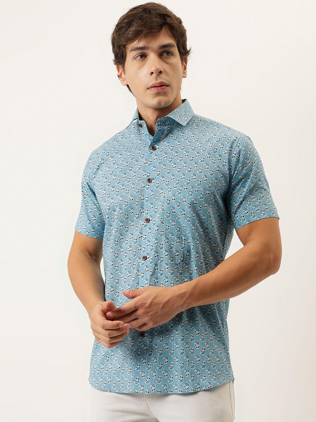 millennial men men blue comfort floral opaque printed casual shirt