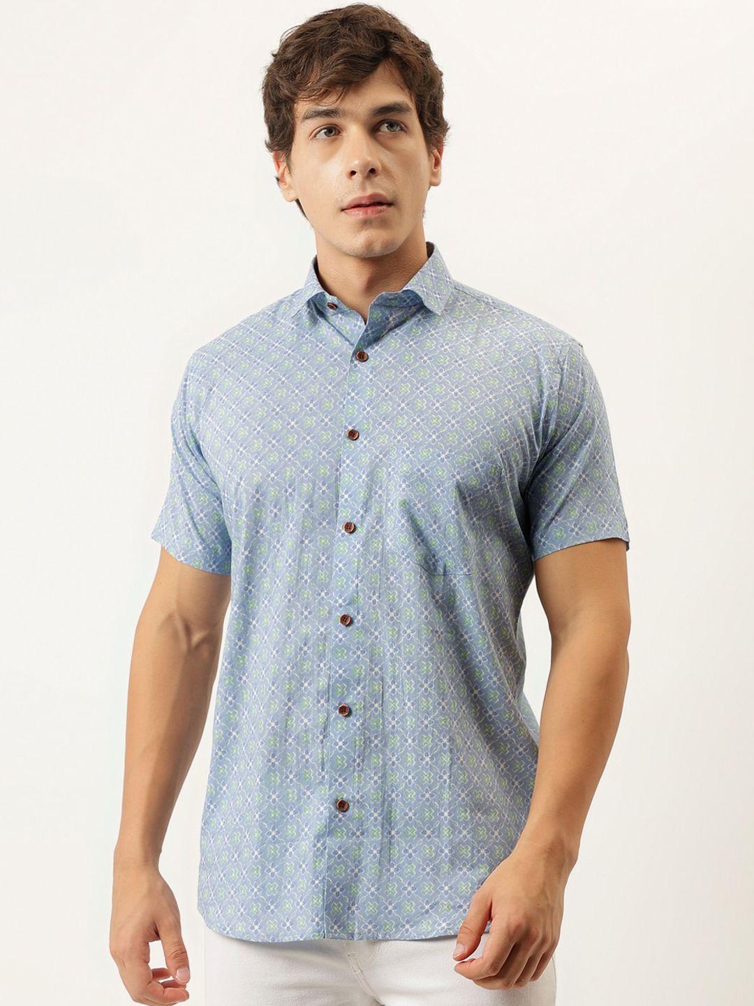 millennial men men blue comfort floral opaque printed casual shirt