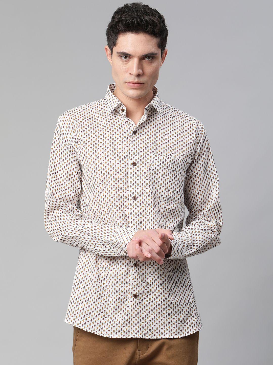 millennial men white comfort printed casual shirt