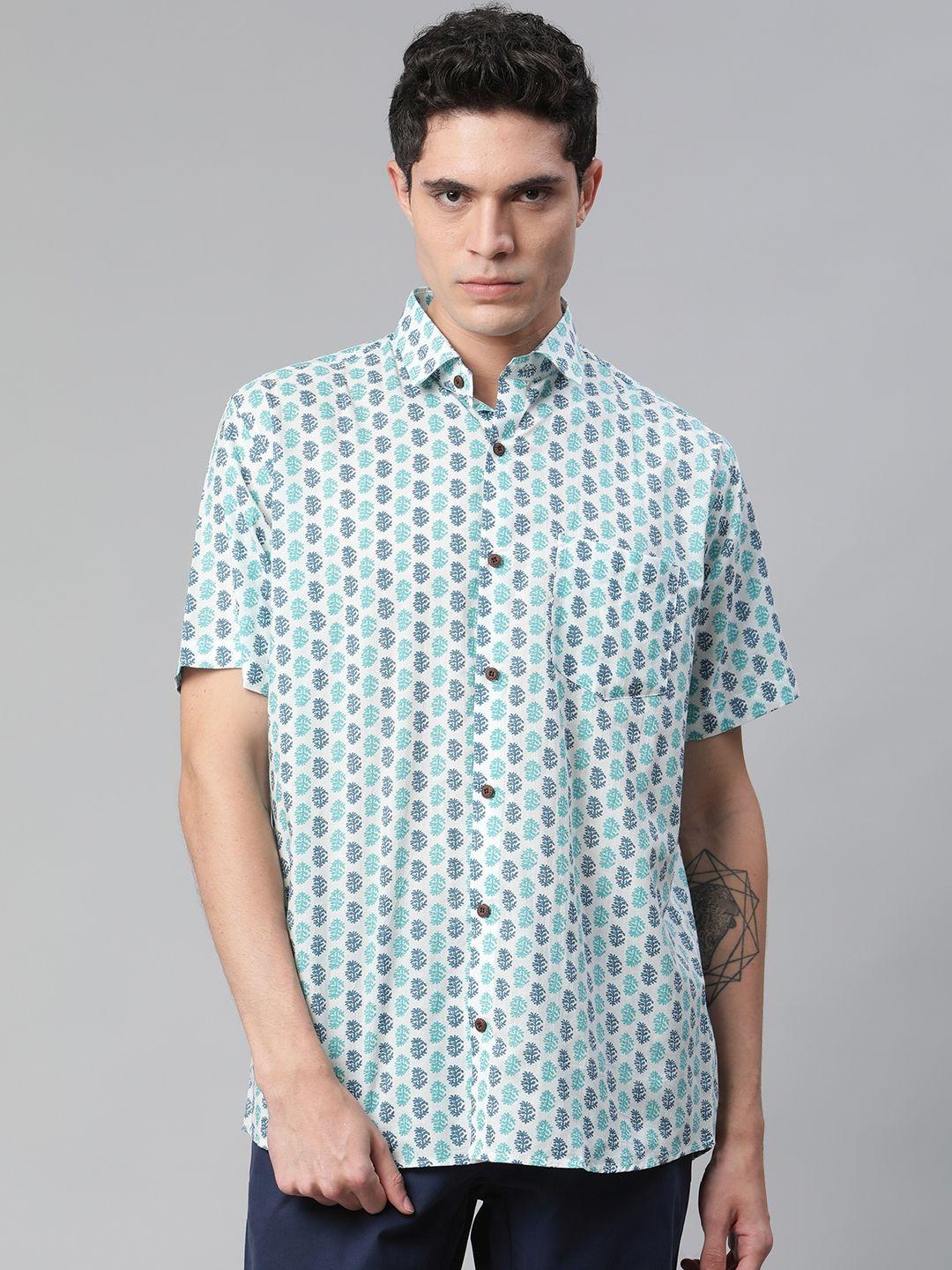 millennial men white comfort printed casual shirt