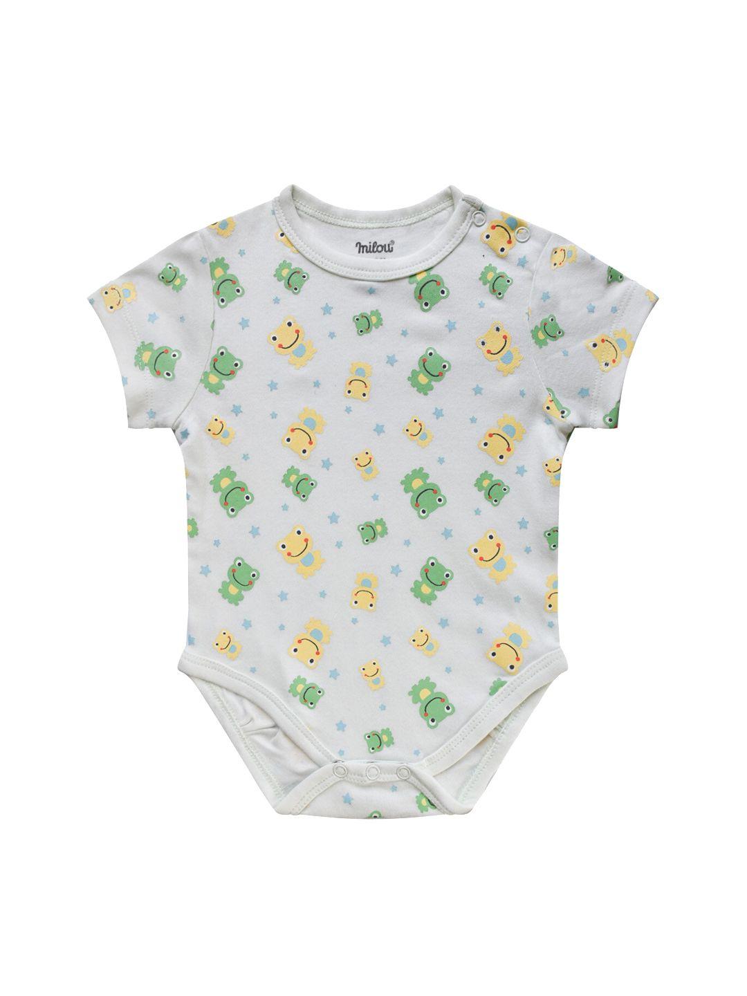 milou infant kids green printed cotton rompers