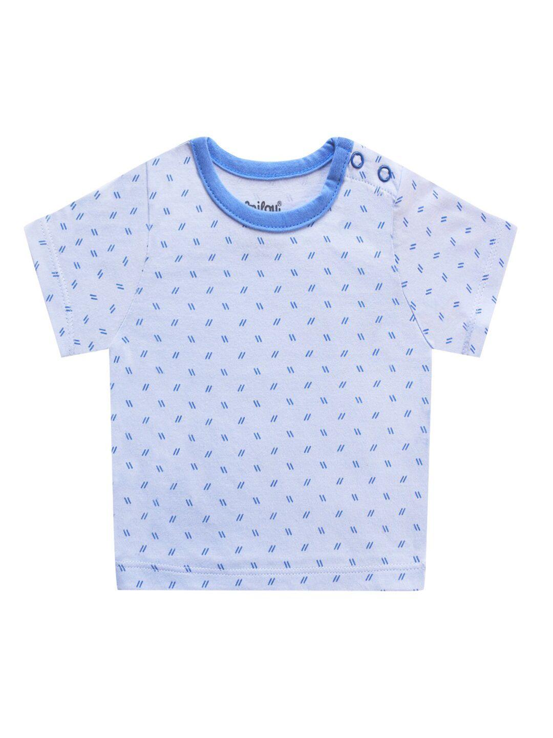 milou boys blue cotton geometric printed t-shirt