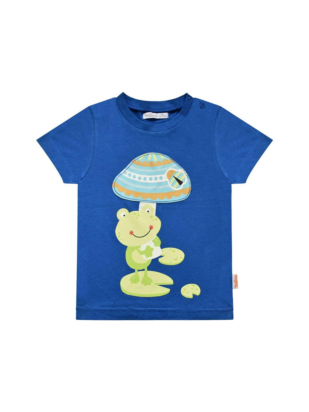 milou boys blue printed applique t-shirt