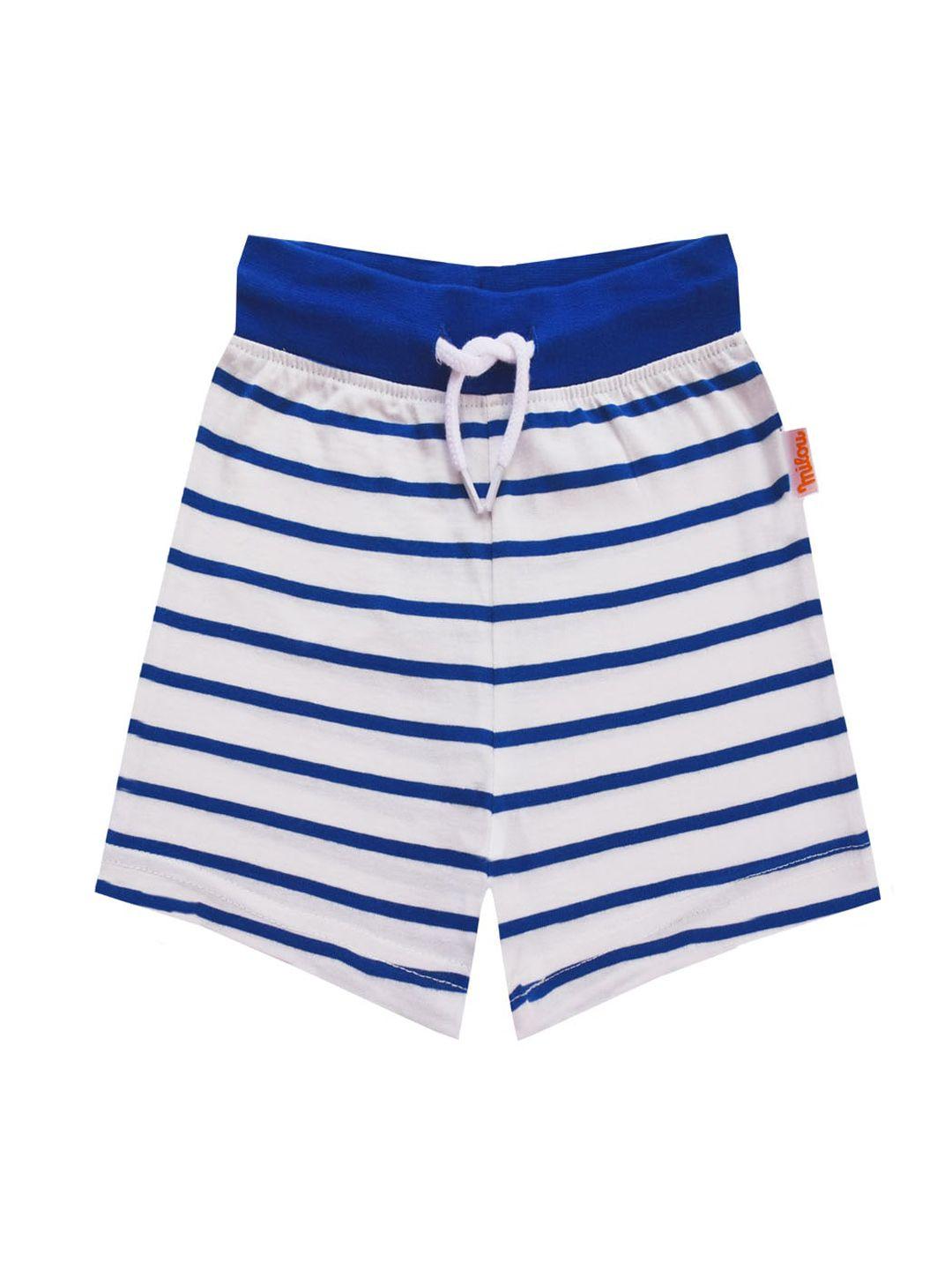 milou boys blue striped mid rise cotton regular shorts