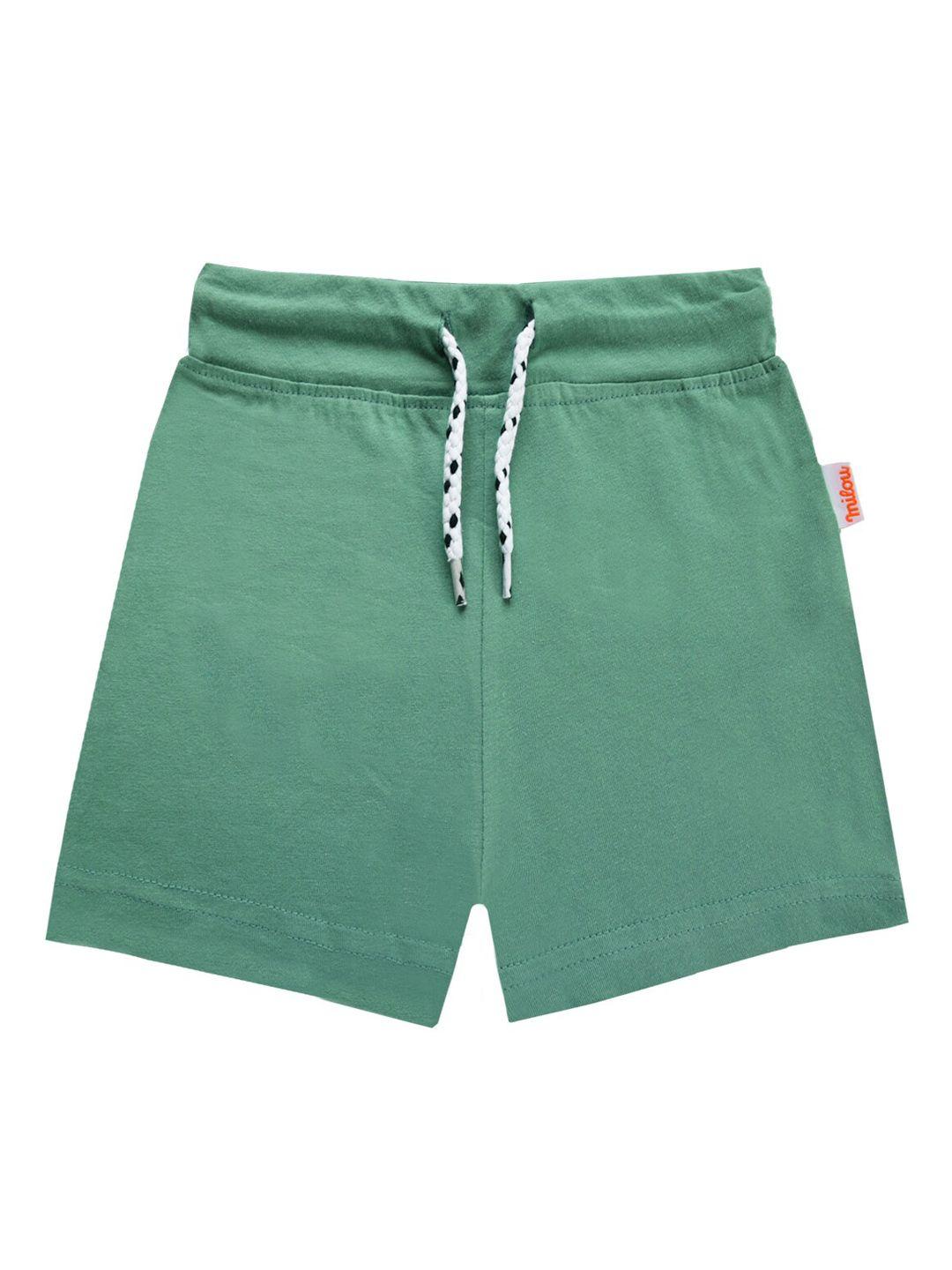 milou boys green solid pure cotton shorts