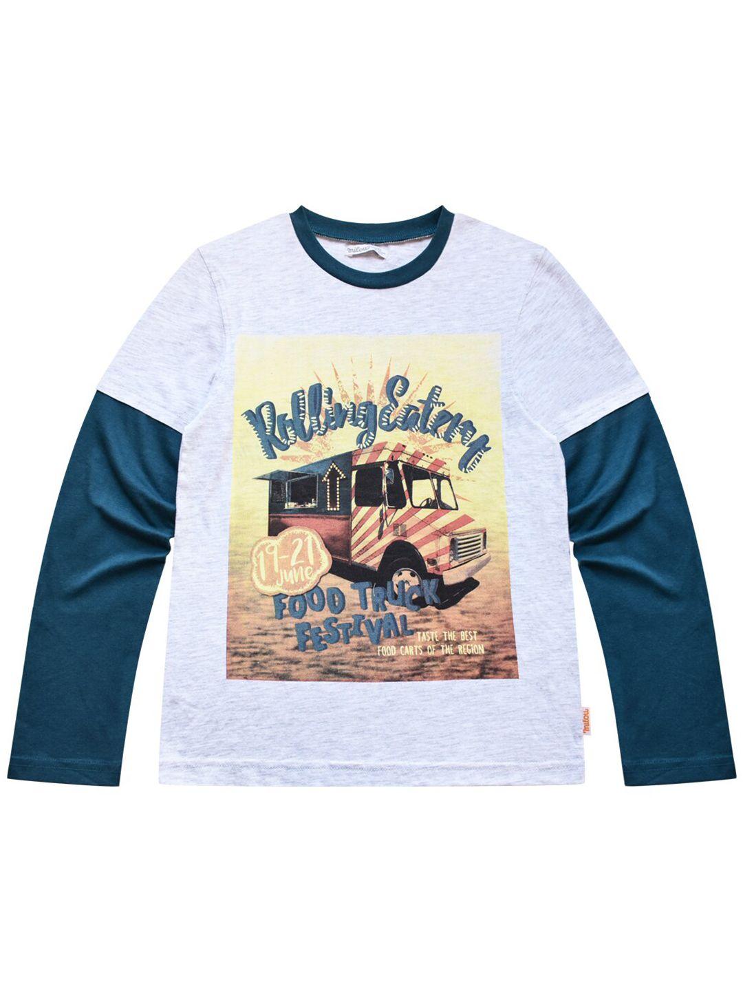 milou boys grey printed applique t-shirt