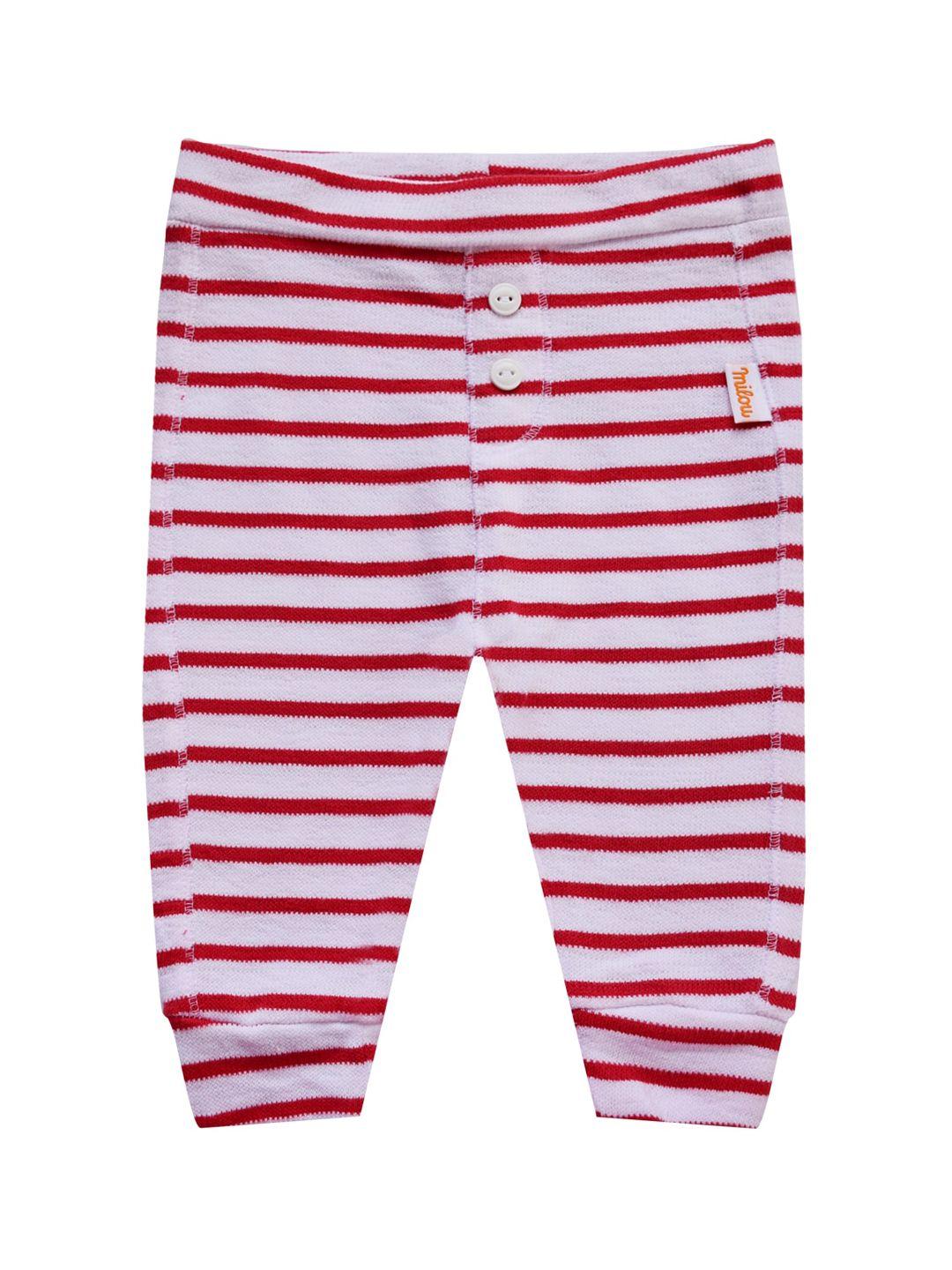 milou boys red & white striped pure cotton regular-fit joggers