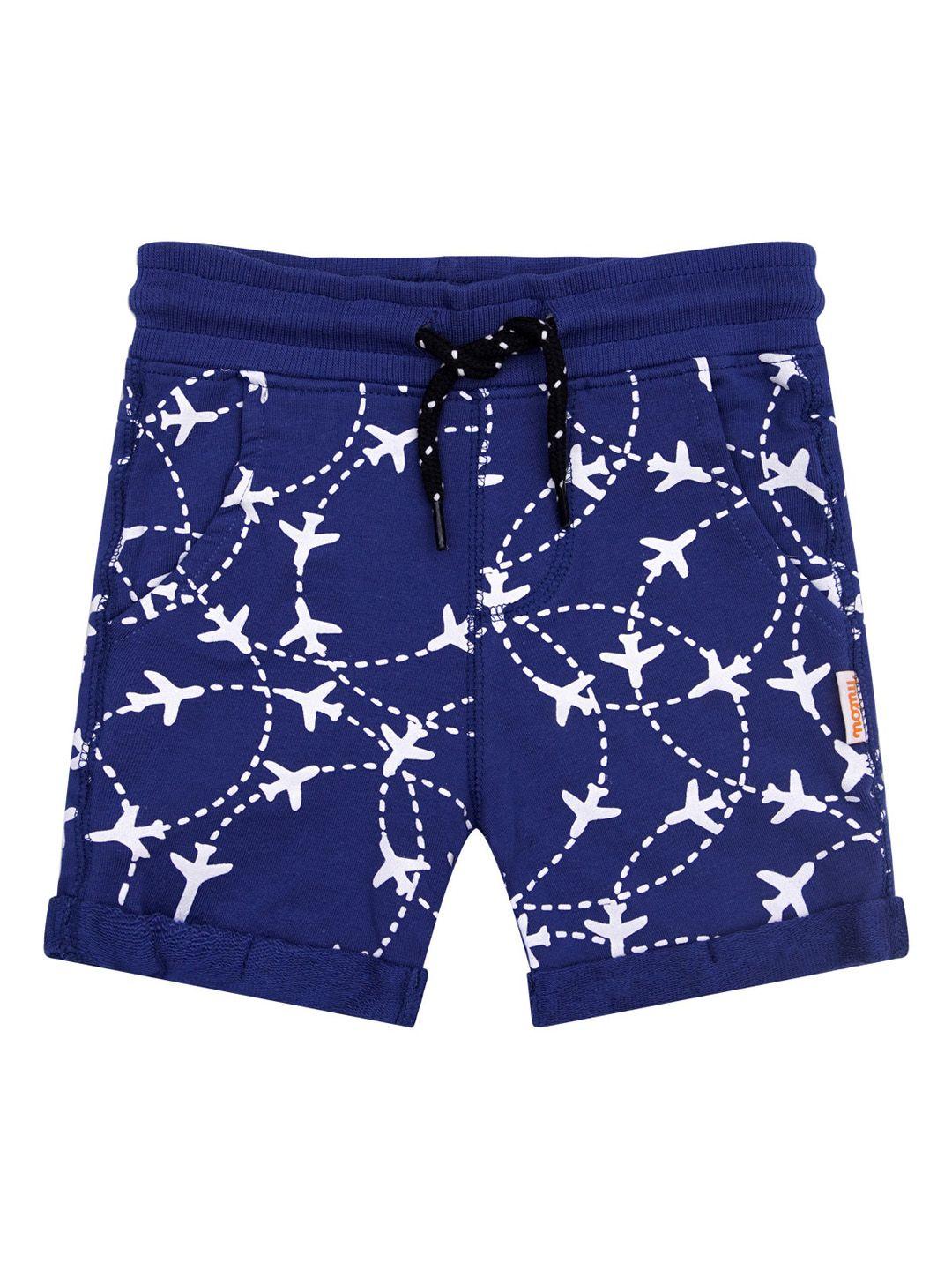 milou infant boys blue & white printed pure cotton shorts