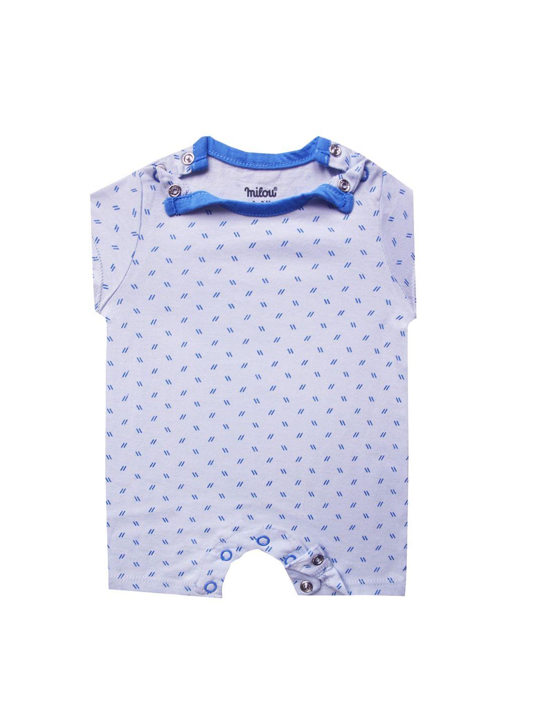 milou infant boys blue printed pure cotton rompers