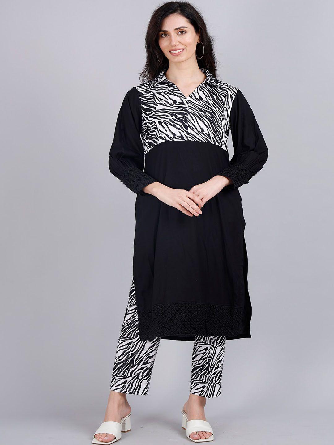 milu madan animal printed regular kurta with trousers