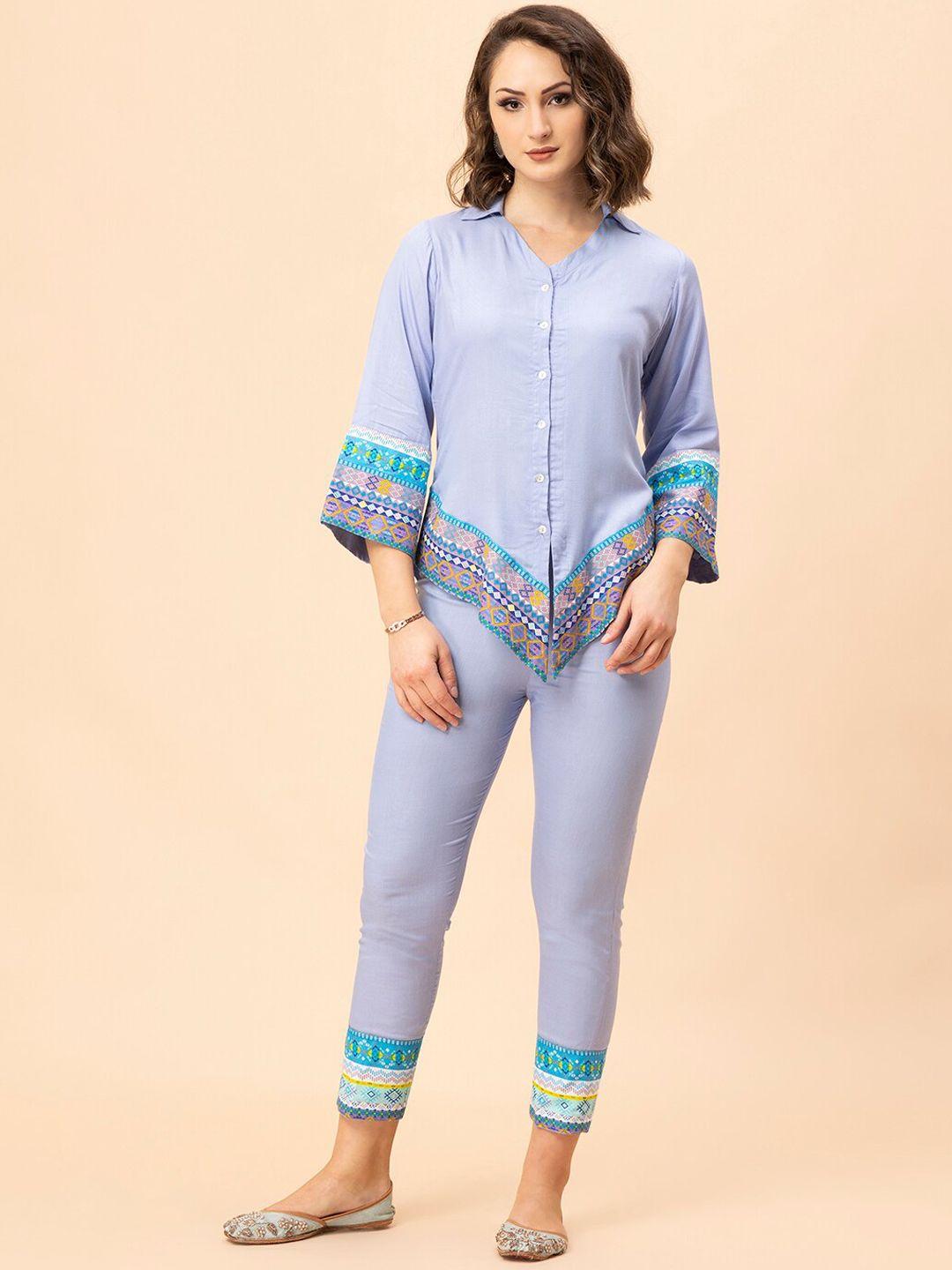 milu madan printed top & trousers