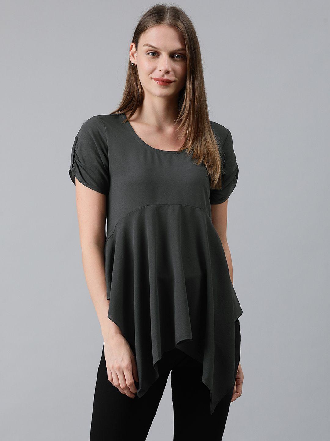 mimosa women grey solid a-line gathered top