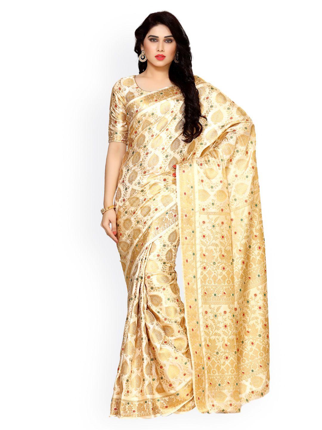 mimosa beige art silk embellished kanjeevaram saree