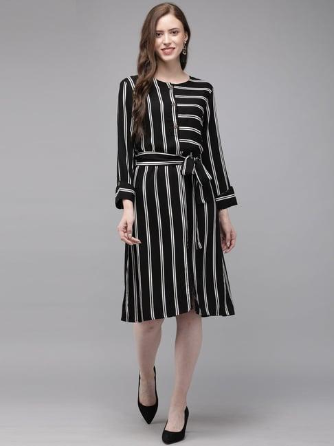 mimosa black & white striped a-line dress