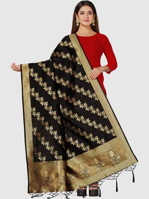 mimosa black woven pattern dupatta