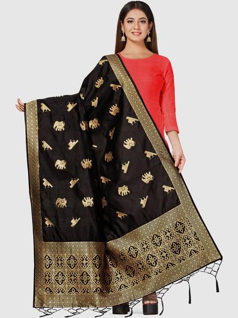 mimosa black woven pattern dupatta