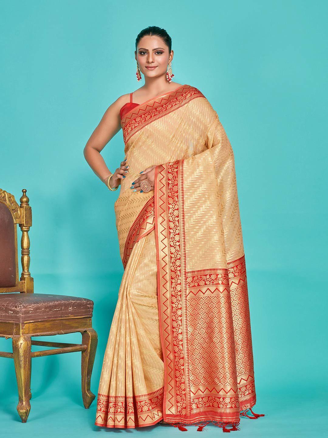 mimosa ethnic motifs woven design zari detail kanjeevaram saree