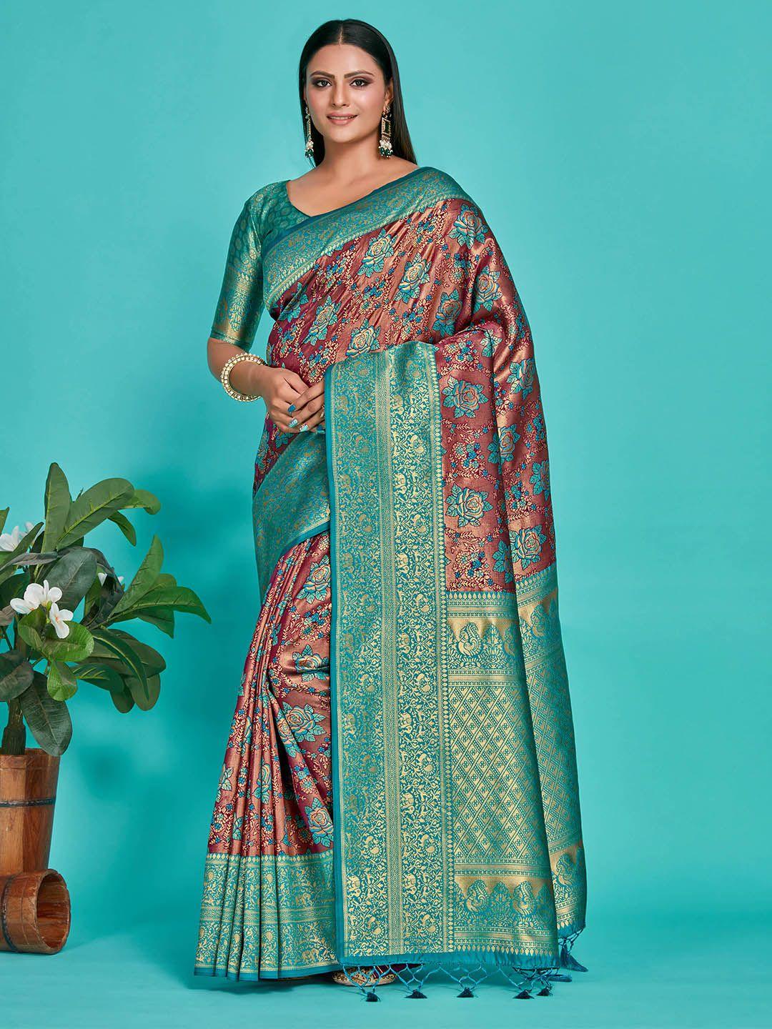 mimosa ethnic motifs woven design zari kanjeevaram saree