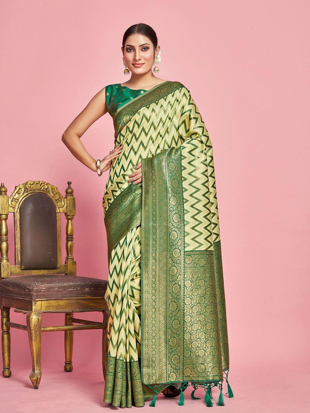 mimosa geometric woven design zari kanjeevaram saree