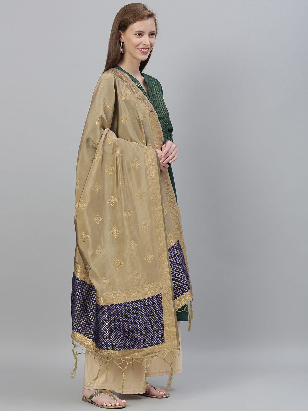 mimosa gold-toned woven design art silk dupatta